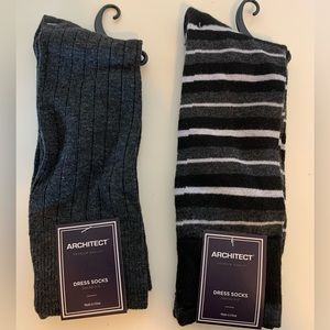 SOCKS 2 (TWO) PAIRS BRAND NEW Mens Architect DRESS SOCKS Shoe Size 6-12